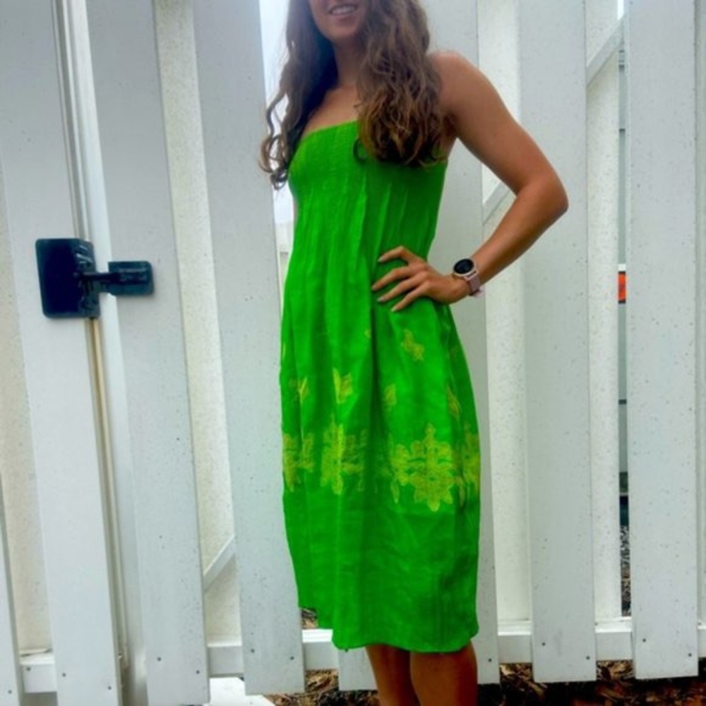 NWT Lapis LimeGreen Embroidered Strapless Dress